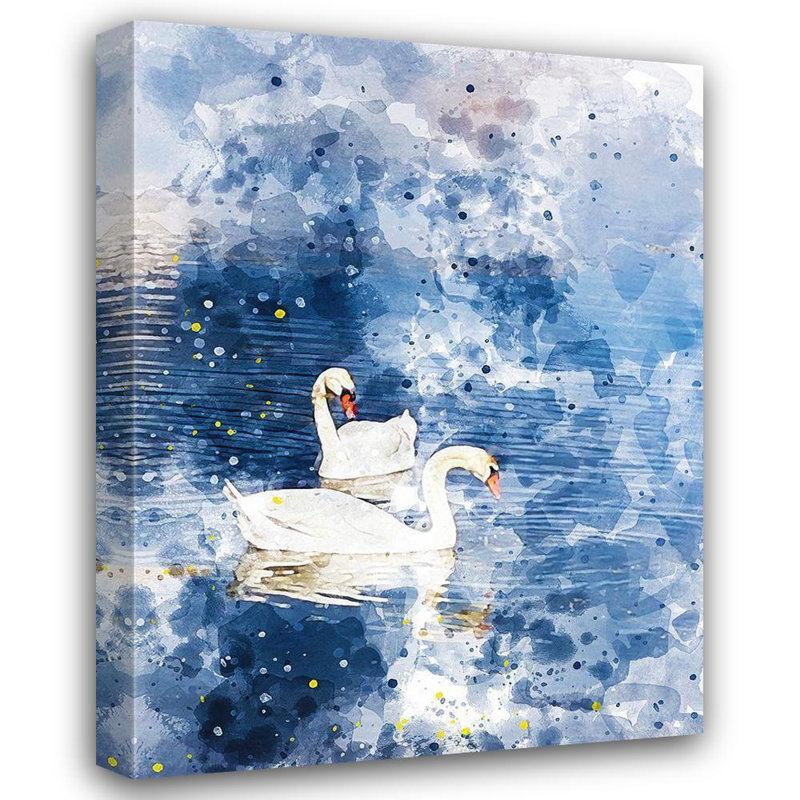 «Lark Manor ™ Young», art sur toile tendue avec châssis Chamira: Swans II, H 36 po x l 28 po