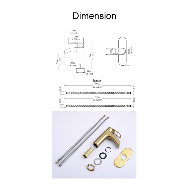 Single-Hole Single-handle Bathroom Faucet, Gold