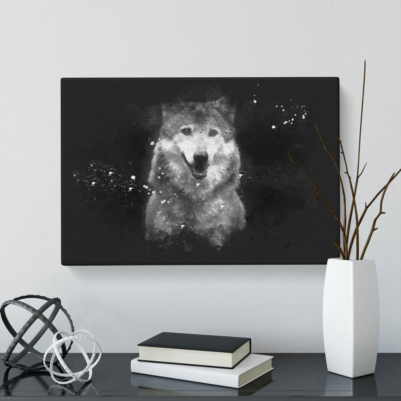 Wolf Portrait - Wrapped Canvas Painting, 50cm H x 76cm W x 3cm D