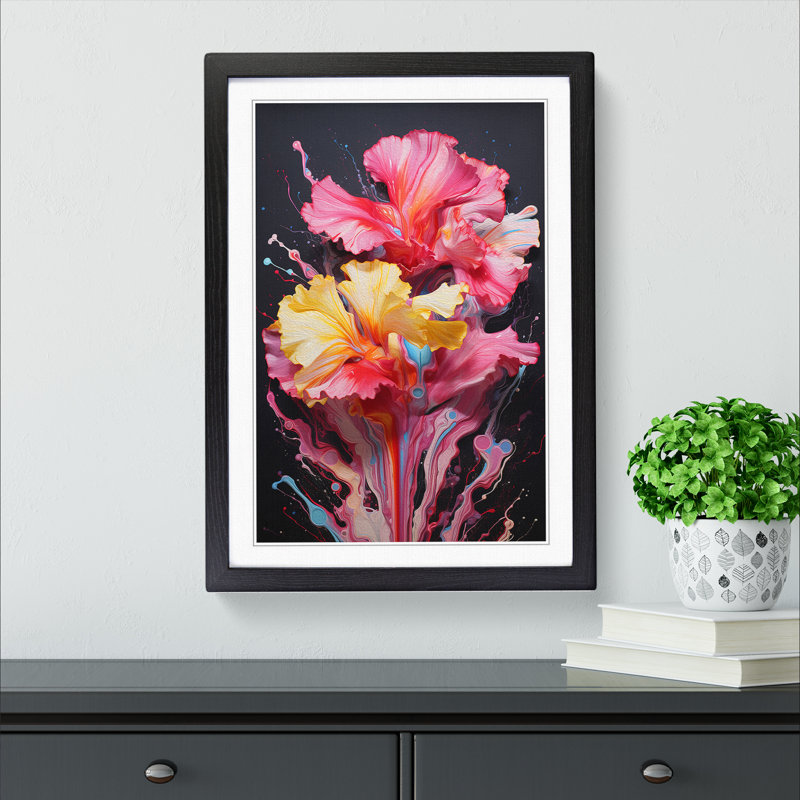 Carnation Flower Action No.3 - Single Picture Frame Print on Wood, 34cm H x 25cm W x 2cm D, Black 