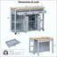 Îlot de cuisine avec table de salle à manger extensible, table de cuisine en placage de bois d'hévéa avec support de rangement interne, prise de courant, îlot de cuisine avec rangement 2 tiroirs et 2 armoires