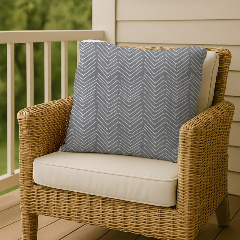 Chevron Outdoor Reversible Throw Pillow, Gray, 20" x 20"
