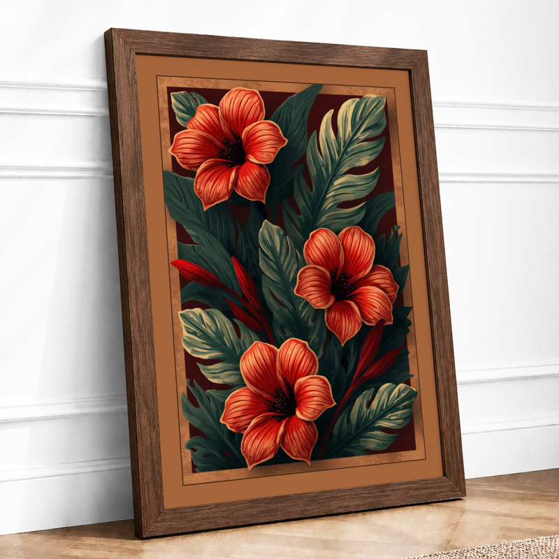 Hibiscus Study Botanical - Framed Print, Walnut, A1 - 84.1 x 59.4 cm