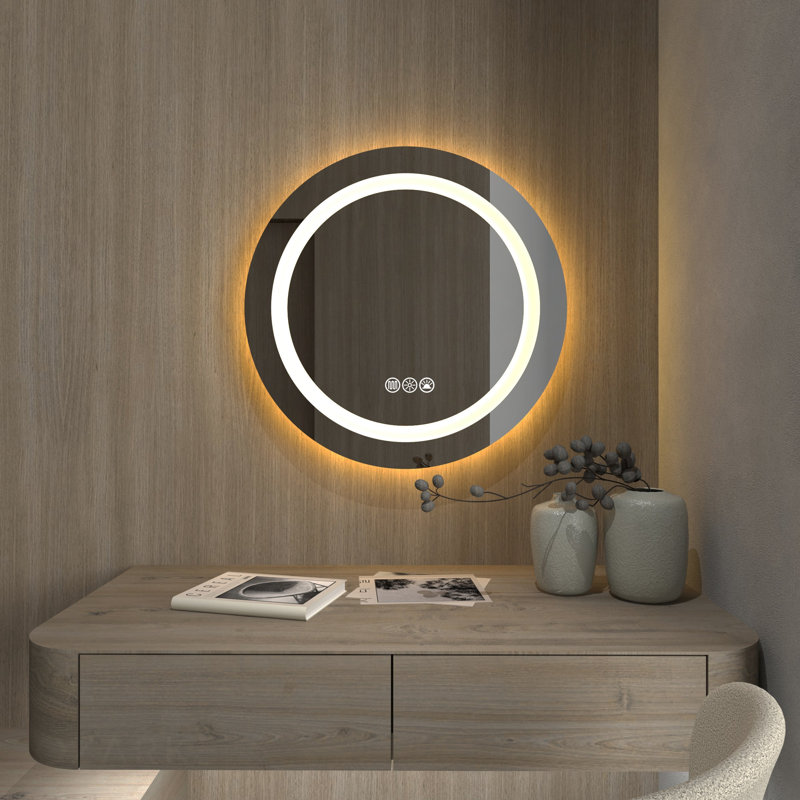 Naiha Aluminium Frame Circle Wall Mirror, 31.5"H x 31.5"W