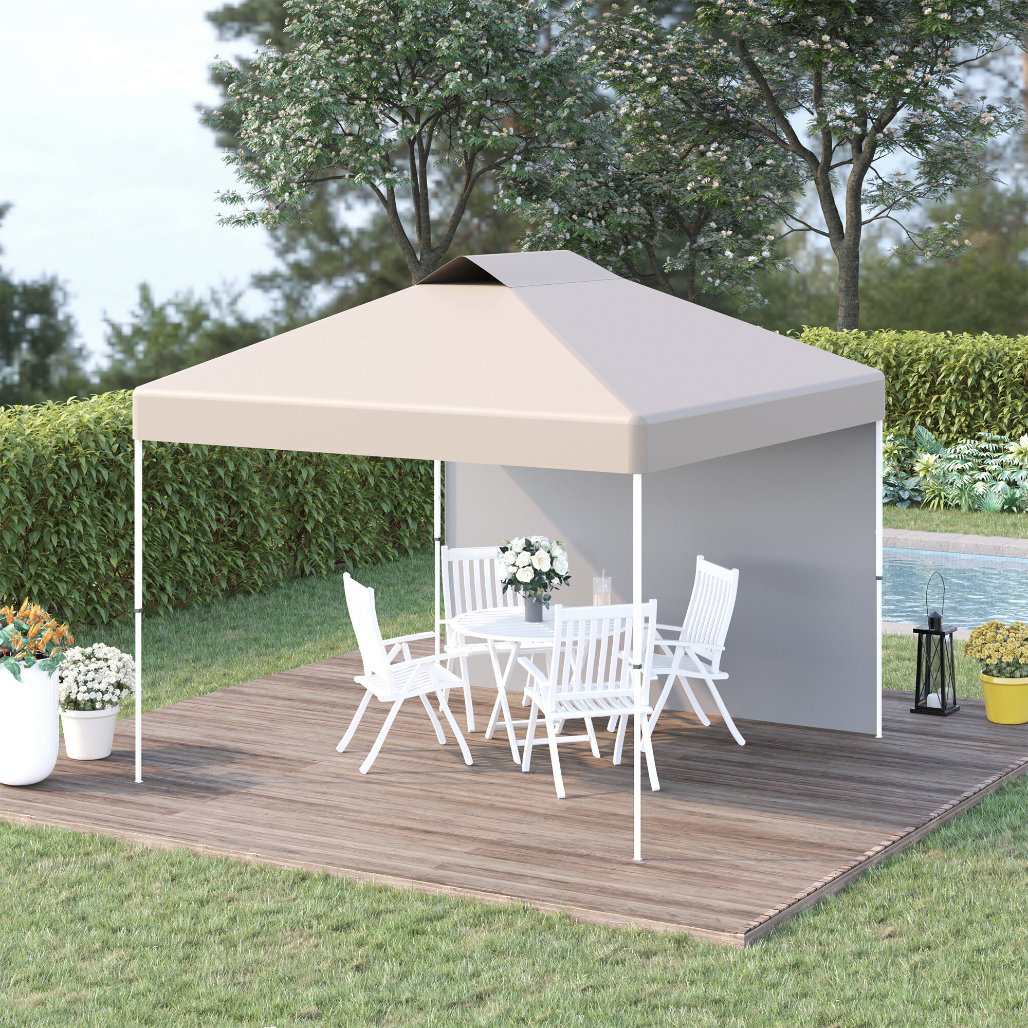 Outsunny 10' x 10' Outdoor Pop-Up Party Tent Canopy with Top Vent