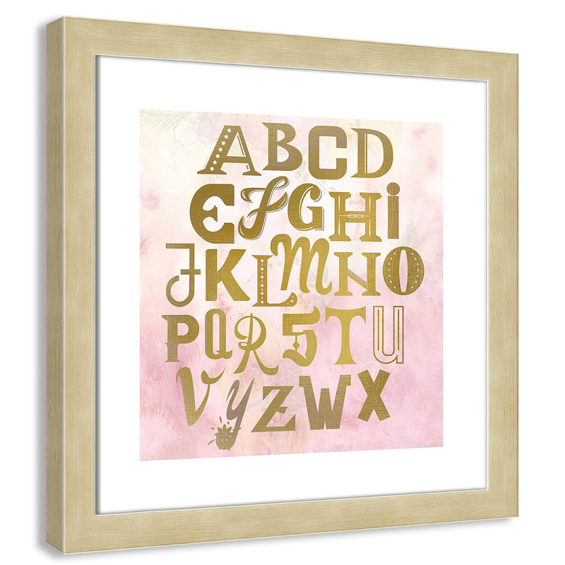 Abc Pink ', impression sur papier, Encadré plat champagne, H 16 po x l 16 po x P 0,6 po