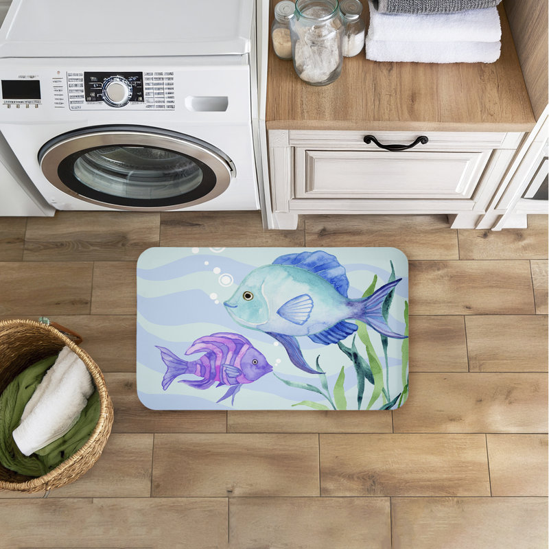 Tapis de sol anti-fatigue Fun Blue, Poisson amusant bleu et mauve