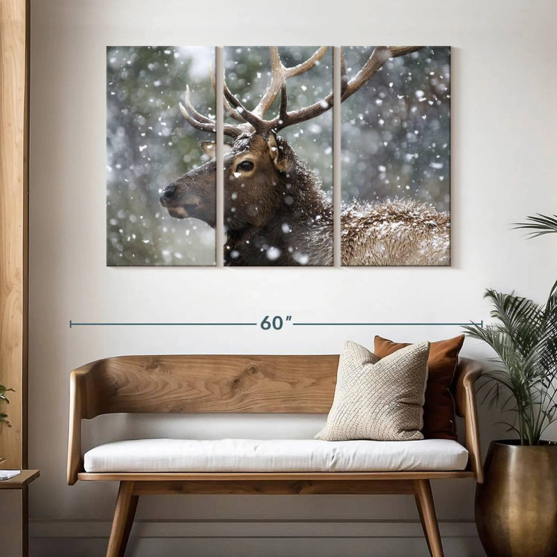 Brampt Winter Snow Elk, 32" H x 50" W