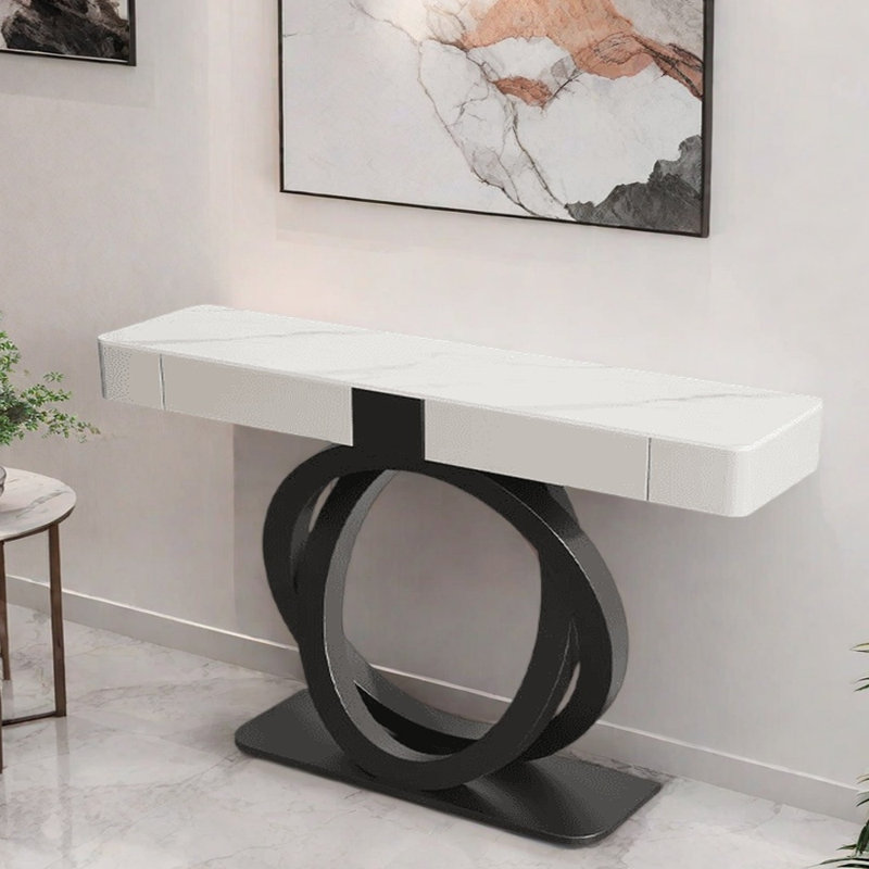 Console Nordic Light Luxury, H 36,2 po x l 39,4 po x P 13,8 po , Blanc, Noir