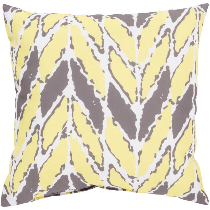Rain Chevron Throw Pillow, 20" H x 20" W x 4" D, Yellow/Light Gray