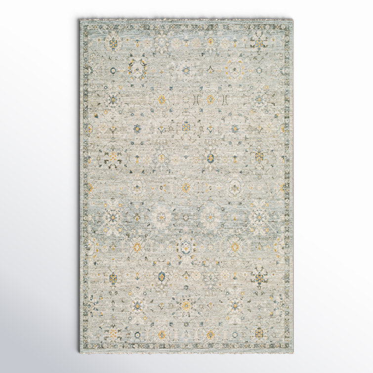 Tahoma Oriental Machine Made Power Loomed Polyester Area Rug in Light Aqua