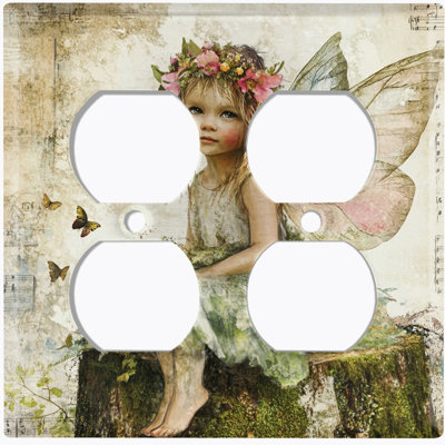 Metal Light Switch Plate Cover; US Standard Size 2 Gang Toggle - Fairy Princess