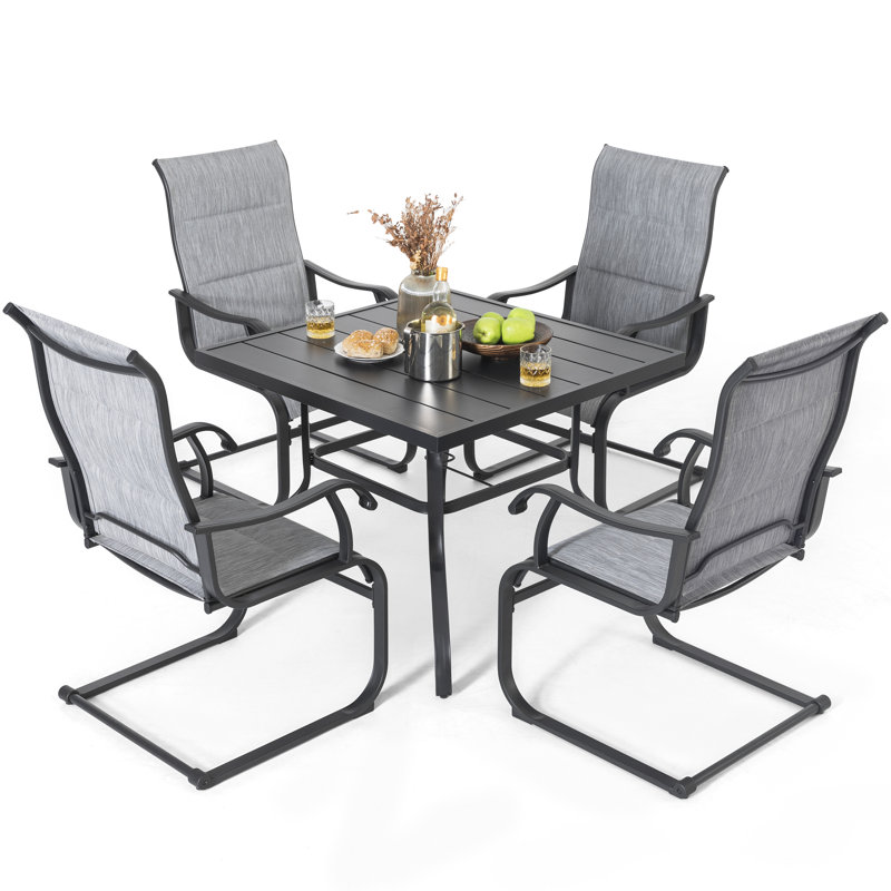 Barsaga 4 - Person Patio Dining Set with Square Table, Gray