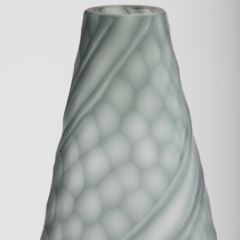 Solano Handmade Glass Table Vase, 15.25" H x 5" W x 5" D, Gray
