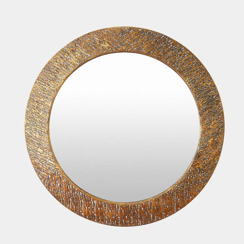 Miroir mural rond - cuivre antique