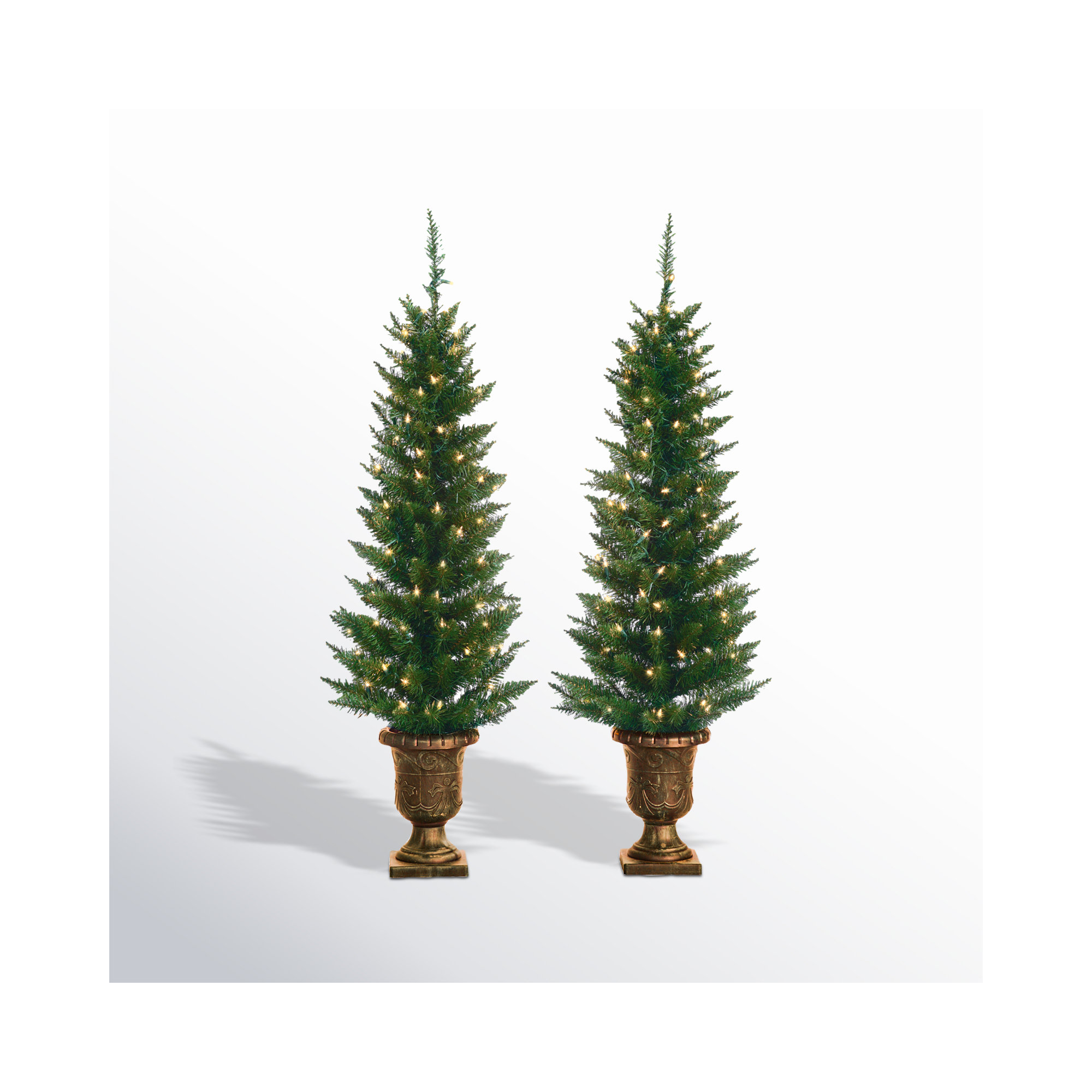 Hadijatou Lighted Artificial Pine Christmas Tree, 4'