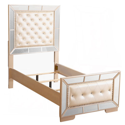 Elegant Contemporary Twin Bed In Pearl Finish