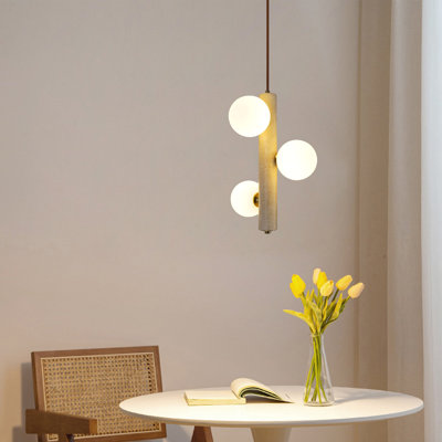 3-Light Modern Pendant Light Stone Pendant Light Glass Pendant Light Bubble Chandelier