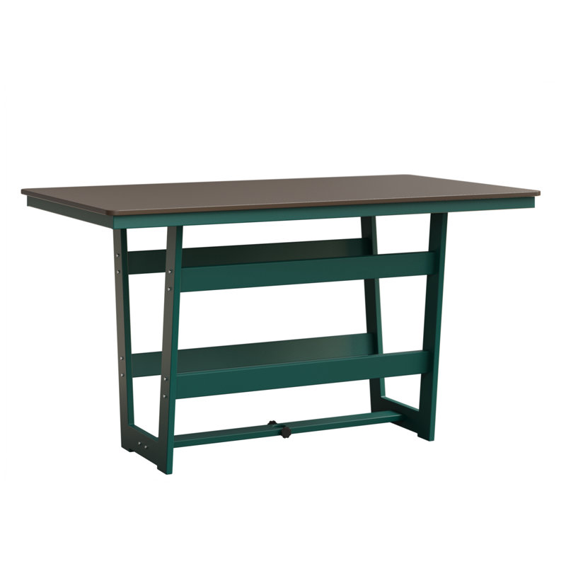 Table de bar rectangulaire de 70 po Berlin Gardens Hudson, Bronze martelé, Sarcelle