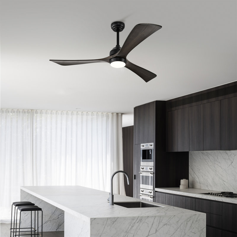 Ventilateur de plafond Led, Bois brun foncé, Noir, Bois brun foncé