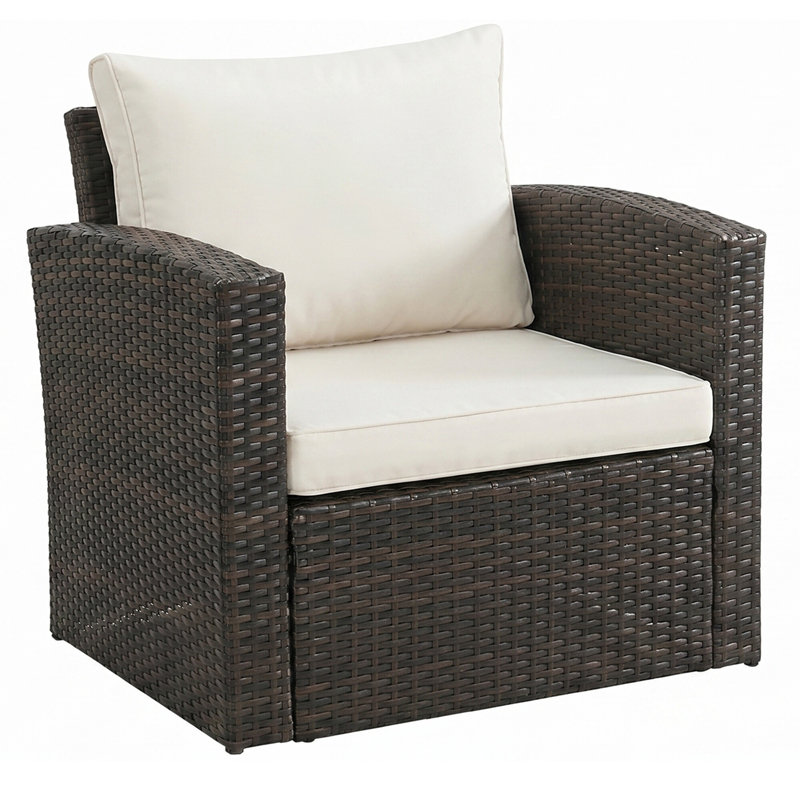 Fauteuil d'extérieur en osier avec coussin Brémer