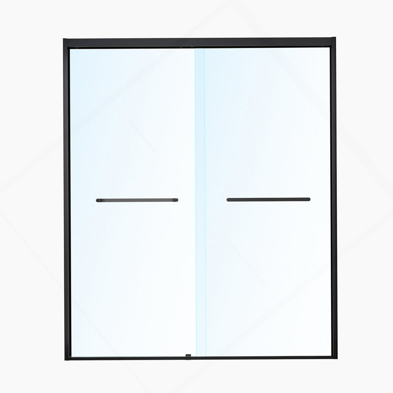 Double Sliding Soft-Close Shower Doors, Bathroom Sliding Shower Door, Tempered Glass Door For Bathroom, Matte Black
