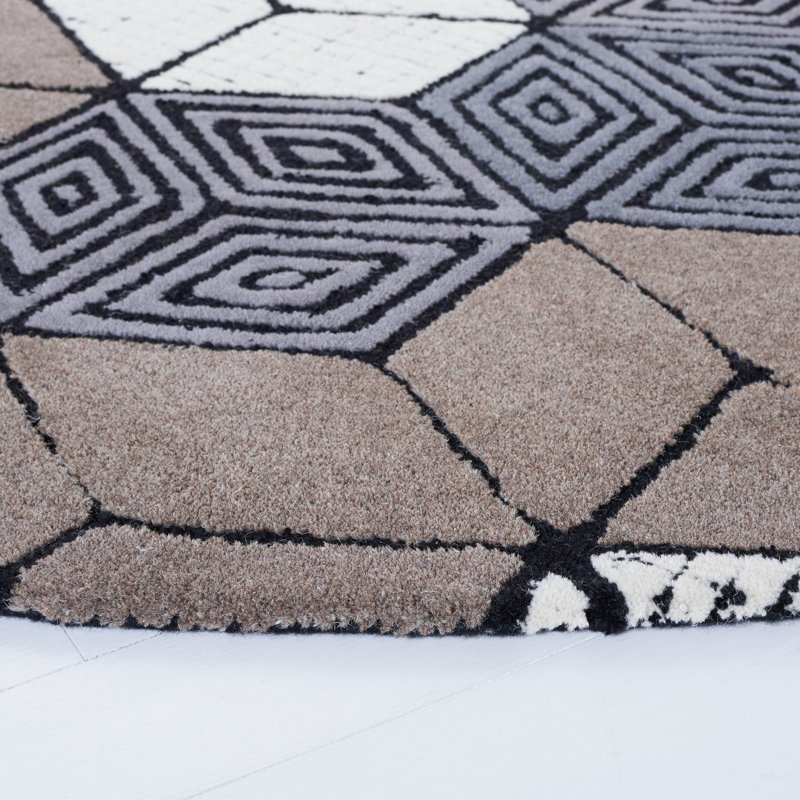 Fifth Avenue Hand Tufted Wool Geometric Rug, Round 7'