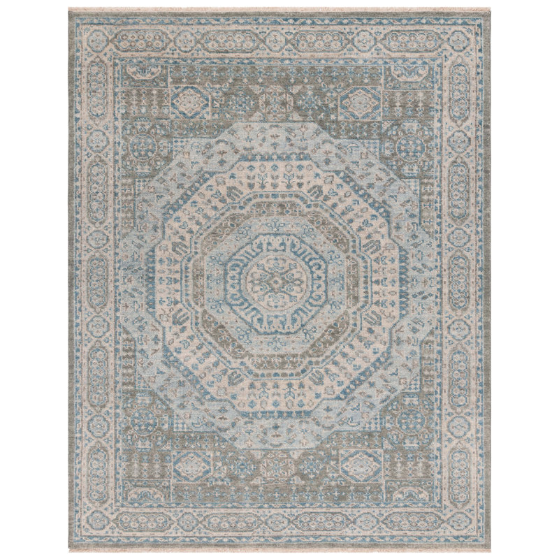 Tapis Samarkand 167 bleu clair / ivoire, Rectangle 9 pi x 12 pi