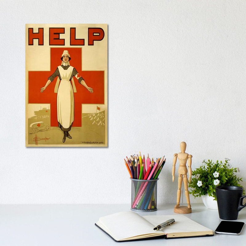 Help Australian Red Cross Vintage Poster by Unknown Artist - Wrapped Canvas Print, 20.32 cm H x 30.48 cm W