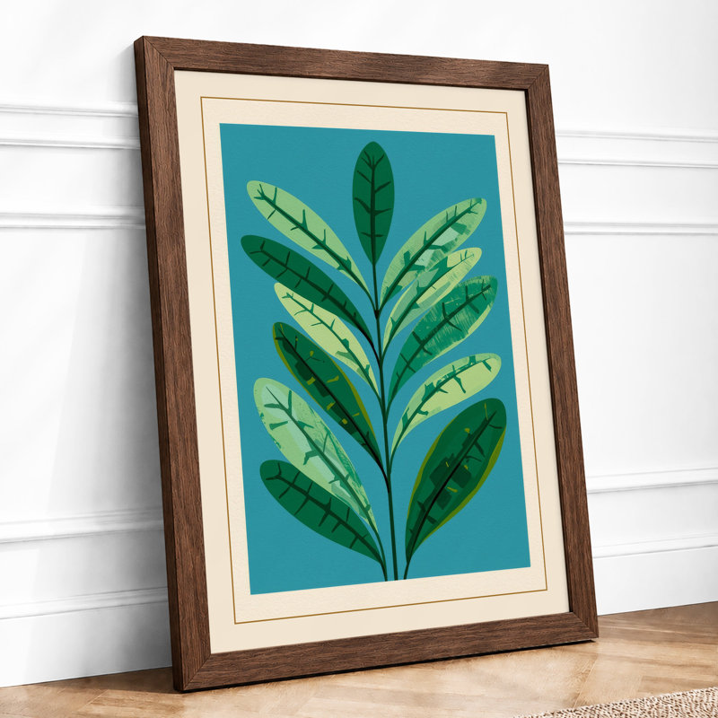 Symmetrical Plant Study Botanical - Framed Print, Walnut, A3 - 42.0 x 29.7 cm