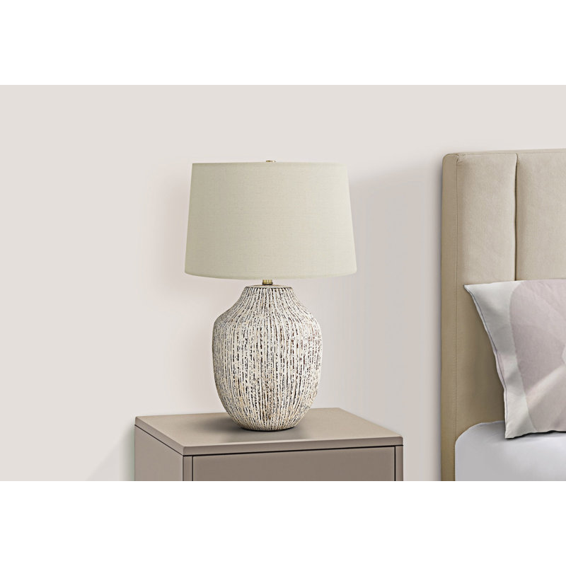 26"H Transitional Table Lamp, Cream Ceramic Base with Ivory/Cream Shade