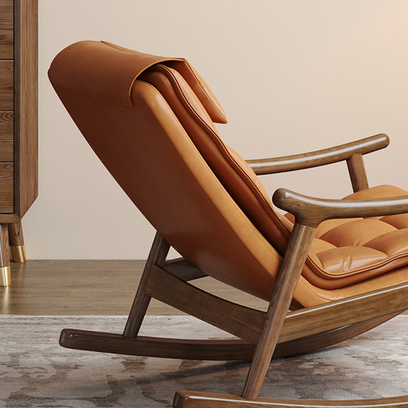 Chaise berçante en bois massif, Orange