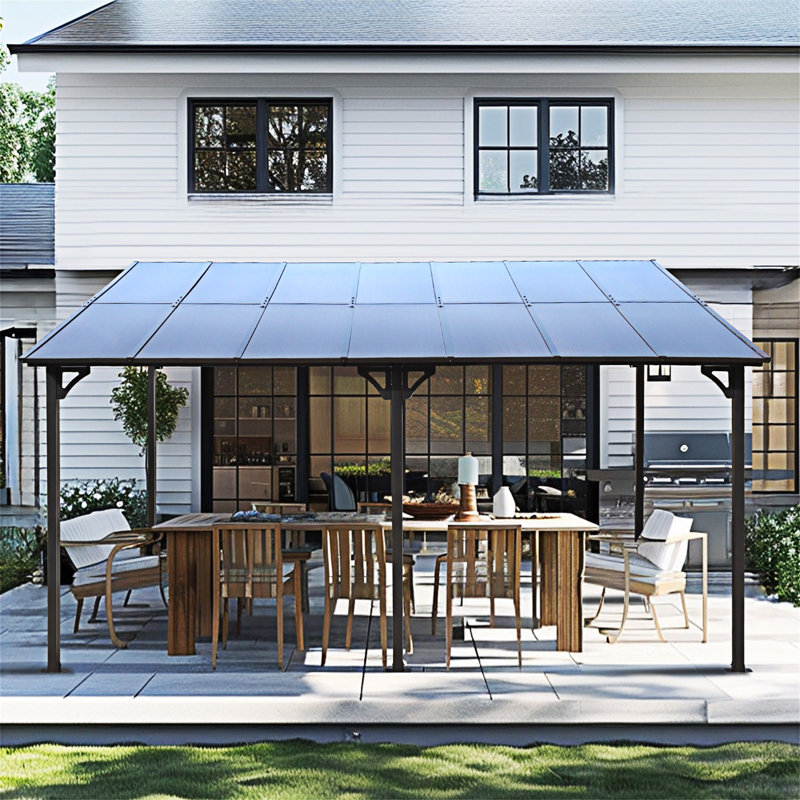 Pavillon de jardin extérieur pour pergola, pavillon de jardin auvent en métal avec toit, grand patio robuste, terrasses, cour arrière