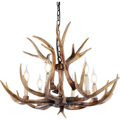 Antlers Chandelier 6 Light, Deer Chandelier Fixtures, Rustic Farmhouse Horn Antler Lighting For Living Room Bedroom Dining Room Kitchen