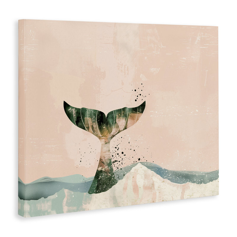 Toile de queue de baleine rose abstraite, design par Arlington Prints, H 16 po x l 20 po