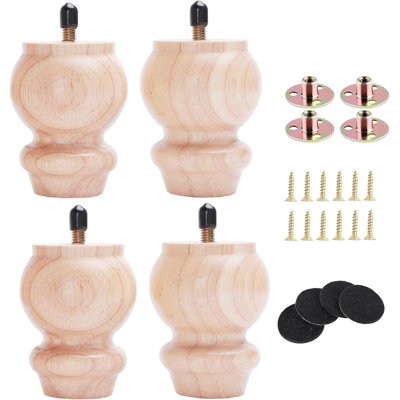 Ensemble de 4 pieds en caoutchouc de haute qualité pour les meubles, idéal pour un canapé, une armoire, un repose-pieds, une commode et des projets de bricolage