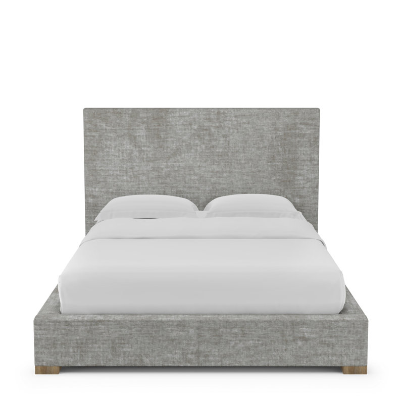 Sloan Upholstered Bed, Twin, Crushed Velvet Silver Streak, Natural