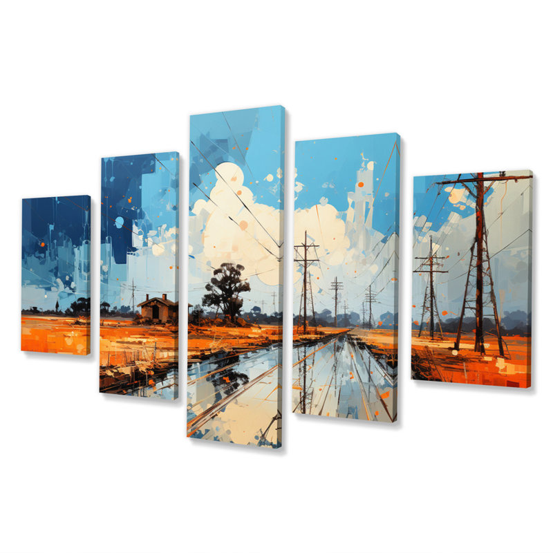 «Power Lines Electric Intersections II», impression d'art mural - 5 panneaux