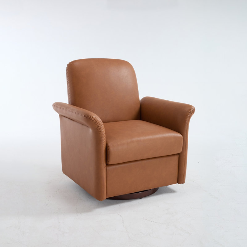 Fauteuil d'appoint pivotant avec base en bois