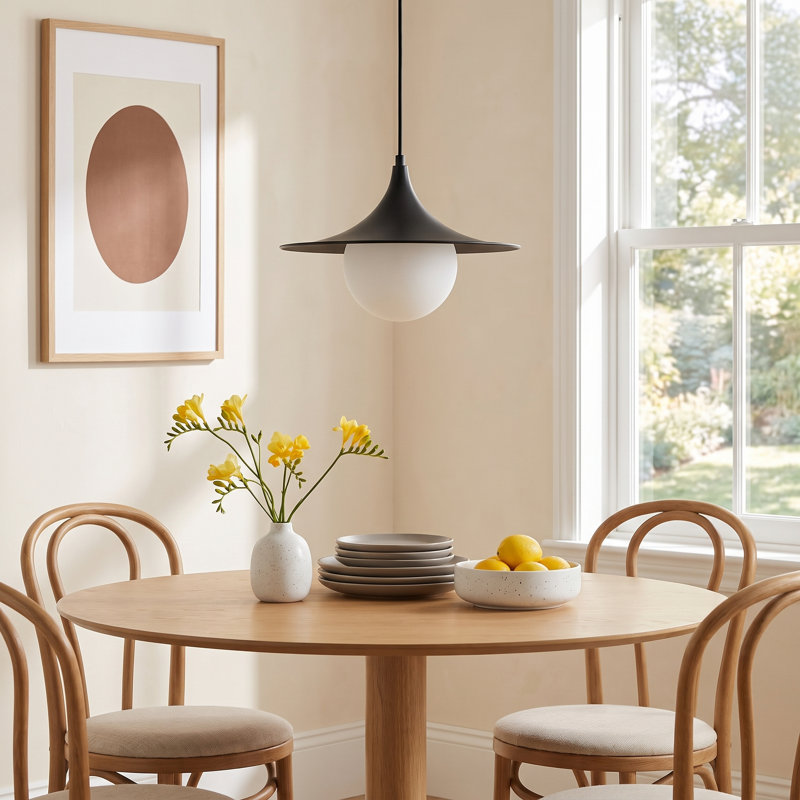 Hermit 1 - Light Single Pendant, Matte Black/Opal Matte Glass, 83.75" H x 12.5" W x 12.5" D