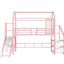 Pink Twin Metal Loft Bed With Slide, Stairs, Guardrails, Storage And Noise - Structure For A Cheerful Dreamy Space House Shaped Frame Shelf Safe Playful Bedroom