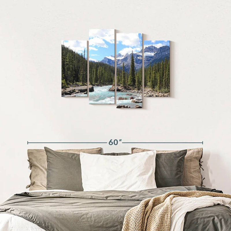 Rocky Mountains River, 4 pièces, H 27 po x l 43 po x P 1,25 po