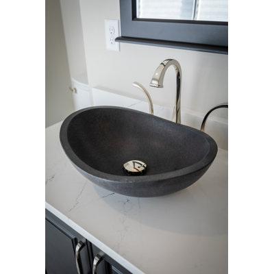 Lavabo de salle de bain vasque ovale en pierre