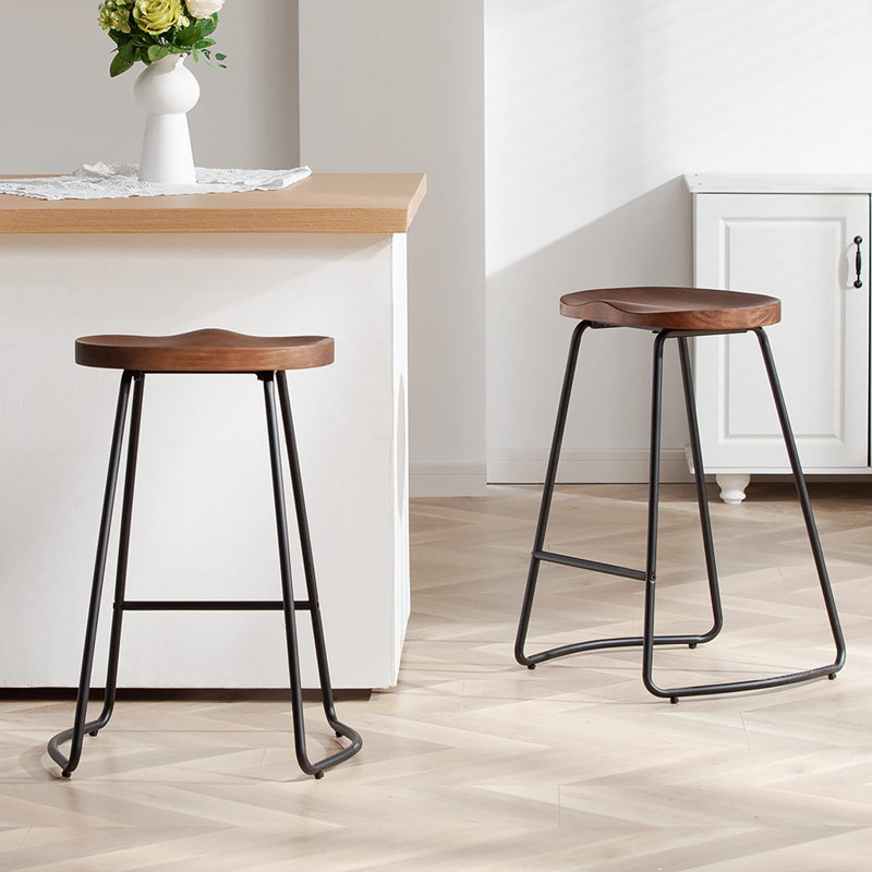 Ensemble de 2 tabourets de bar, Noyer
