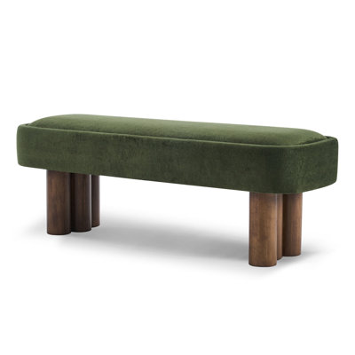 Karsen Mid-Century Modern Upholstered Dining Bench with Wooden Legs