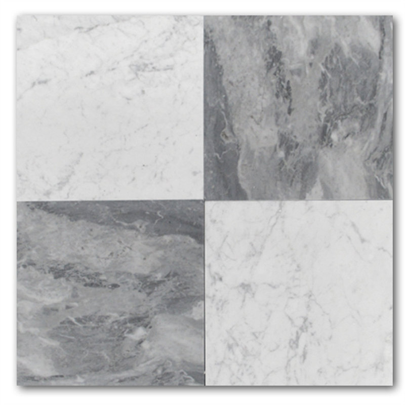 Bardiglio 12" x 12" Marble Grid Mosaic Wall & Floor Tile, Light Gray