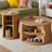 Round Fluted Coffee Table Set With Sliding Tambour Door And Storage-1904218503