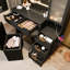 Meuble-lavabo cannelé 43,5 po, bureau de maquillage avec tabouret et station de charge