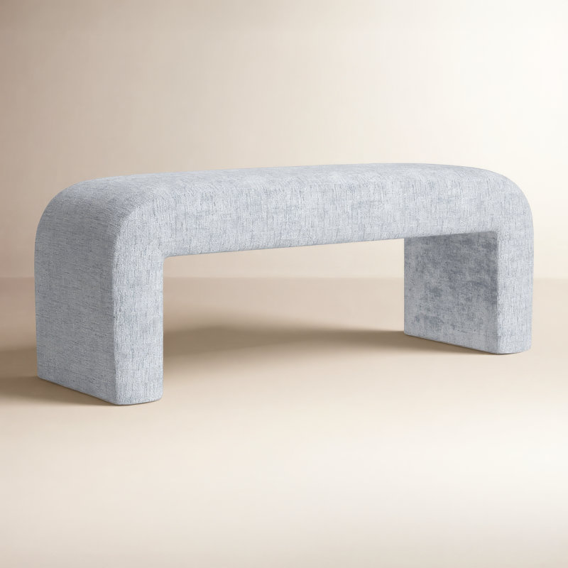 Diedrick Polyester Upholstered Bench, Gwen Blue Microsuede, 19" H x 48" W x 19" D
