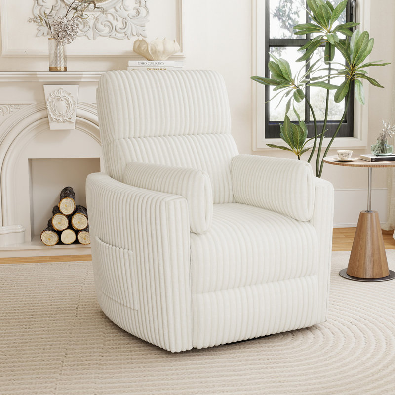 37'' W Power Lift Recliner Chair, Round Plush Faux Fur Footrest,Sturdy For Living Room&Bedroom, Beige
